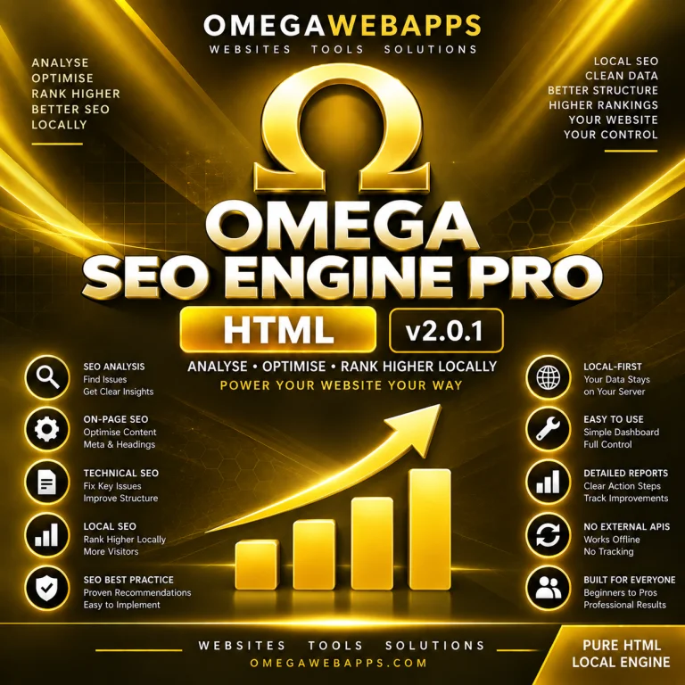 Omega SEO Engine Pro Pure HTML product artwork