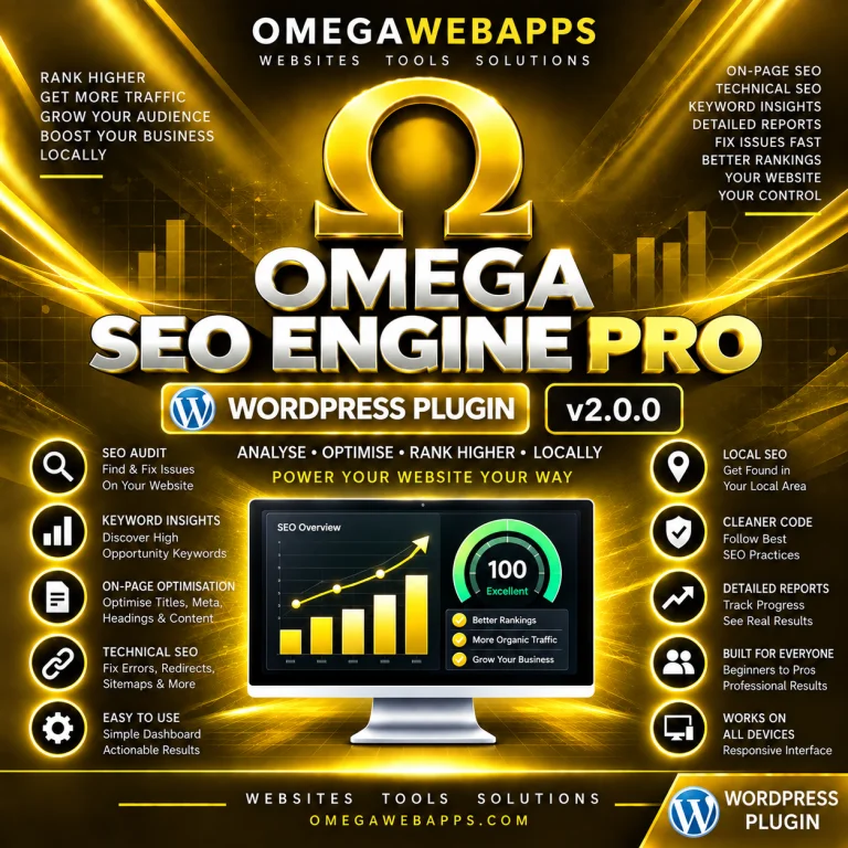 Omega SEO Engine WordPress Plugin product artwork