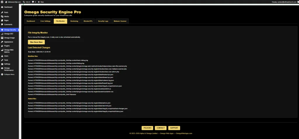 Omega Security Engine Pro before-configuration screenshot