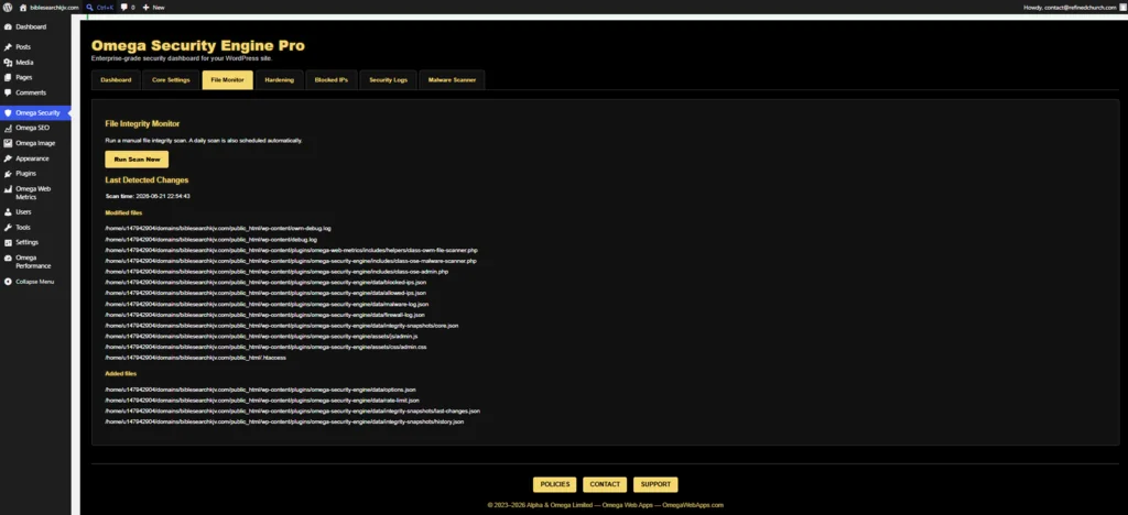 Omega Security Engine Pro after-hardening screenshot